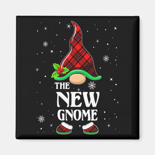 New Gnome Red Plaid Matching Family Christmas Paja Magneet (Voorkant)