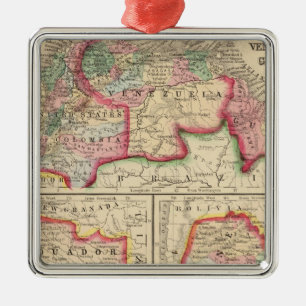 New Granada, Venezuela, Guyana Map van Mitchell Metalen Ornament