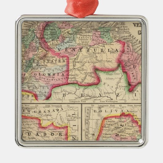 New Granada, Venezuela, Guyana Map van Mitchell Metalen Ornament (Voorkant)