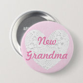 New Grandma Bragging Pink Lacy Button (Voorkant /achterkant)