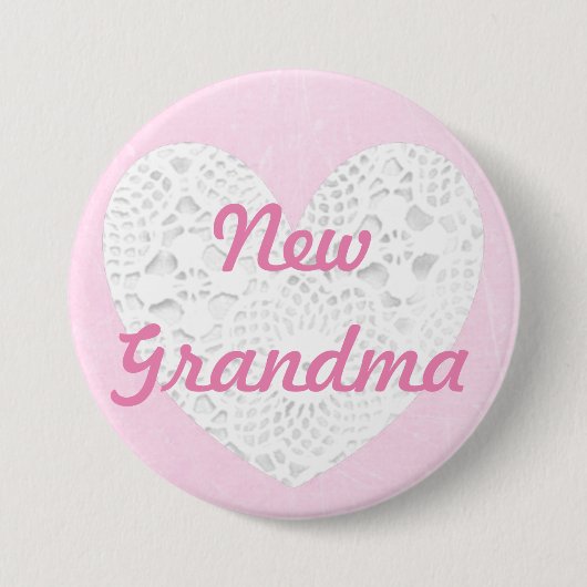 New Grandma Bragging Pink Lacy Button (Voorkant)