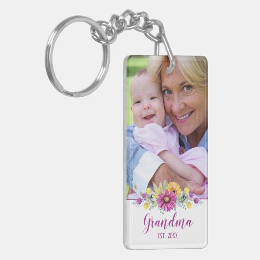 New Grandma Elegant Flowers| Foto Sleutelhanger (Voorkant Links)