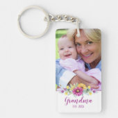 New Grandma Elegant Flowers| Foto Sleutelhanger (Voorkant)