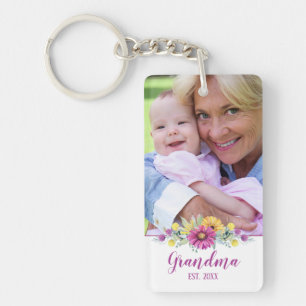 New Grandma Elegant Flowers  Foto Sleutelhanger