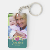 New Grandma Elegant Flowers Turquoise Blauwgroen | Sleutelhanger (achterkant)