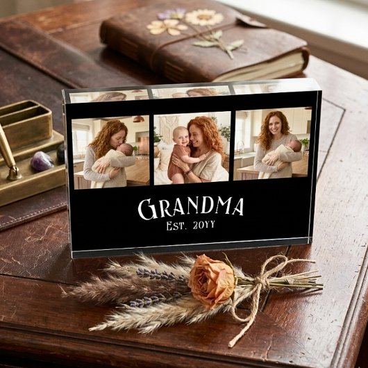 New Grandma Est. Year Custom Name 3 Photo Fotoblokken