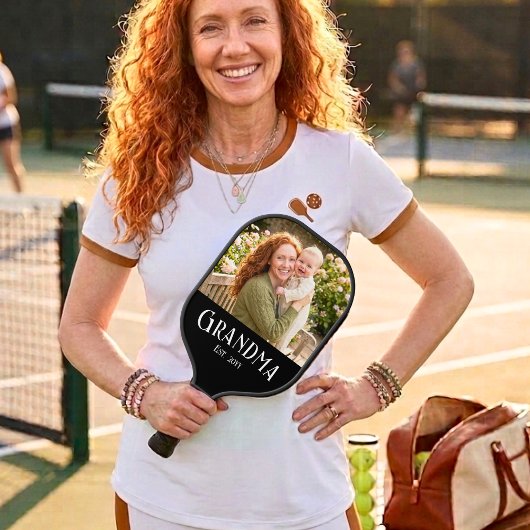 New Grandma Established Custom Name Year Photo Pickleball Paddle