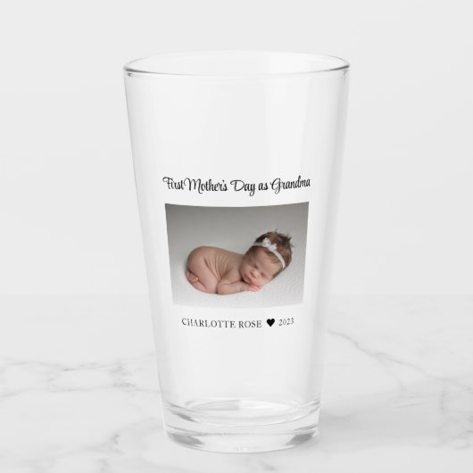 New Grandma First Moederdag Baby Foto Drink Glas (Voorkant)