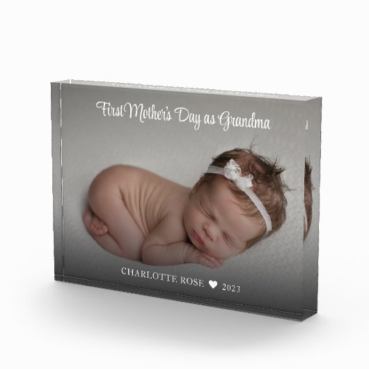 New Grandma First Moederdag Baby Photo Block Fotoblokken (Rechts)