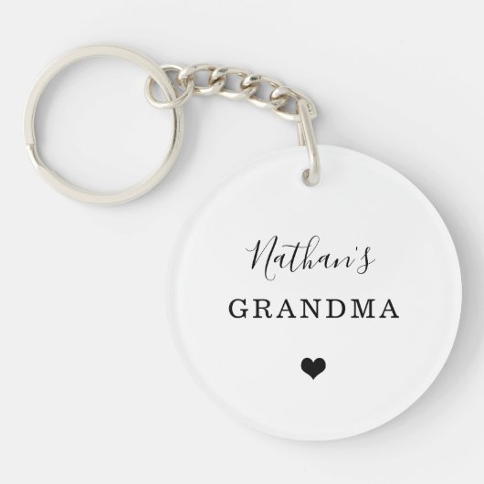 New Grandma - Naam kind Eenvoudig hart en foto Sleutelhanger (Voorkant)