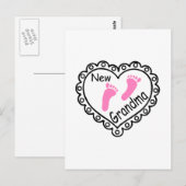 New Grandma Pink Heart Briefkaart (Voorkant / Achterkant)