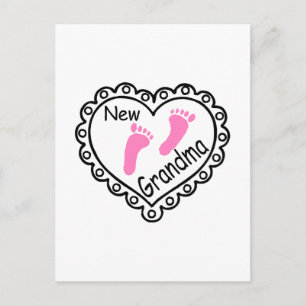 New Grandma Pink Heart Briefkaart