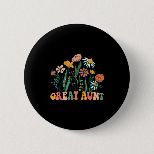 New Great Aunt Wildflower First Birthday &amp; Bab Ronde Button 5,7 Cm (Voorkant)