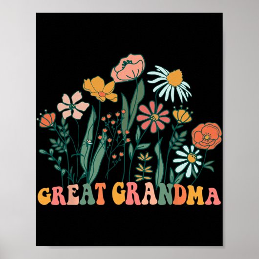 New Great Grandma Wildflower First Birthday &amp;  Poster (Voorkant)
