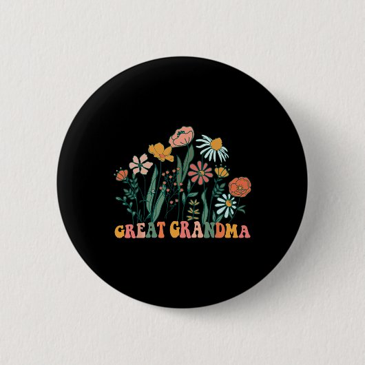 New Great Grandma Wildflower First Birthday &amp;  Ronde Button 5,7 Cm (Voorkant)