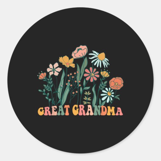 New Great Grandma Wildflower First Birthday &amp;  Ronde Sticker (Voorkant)