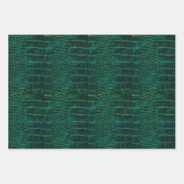 New! Green Faux Leather Inpakpapier Vel