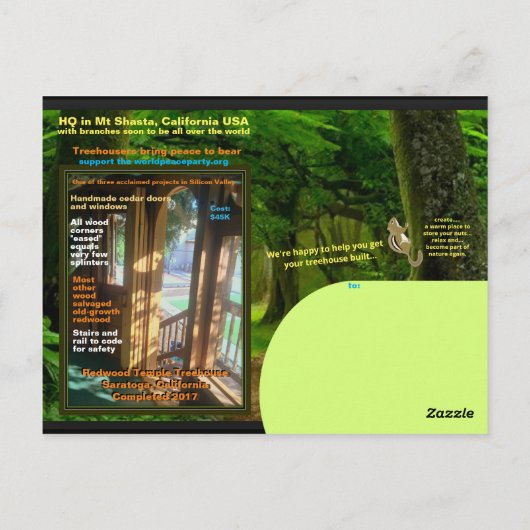 New Green Helpyounuts Treehouse Postcard Briefkaart (Achterkant)