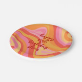 New Groove Retro Abstract roze Sinaasappel Birthda Papieren Bordje (Gekanteld)