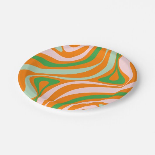 New Groove Retro Abstract Trippy Boho Pattern Papieren Bordje (Gekanteld)