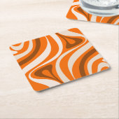 New Groove Retro Abstracte Patronen Oranje Brown Kartonnen Onderzetters (Schuin)