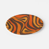 New Groove Retro Swirl Abstract Pattern 70s Oranje Papieren Bordje (Gekanteld)
