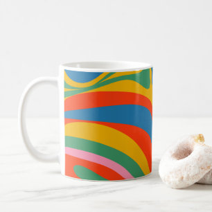 New Groove Retro Trippy Colorful Abstract Patroon Koffiemok