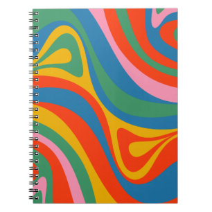 New Groove Retro Trippy Colorful Abstract Patroon Notitieboek