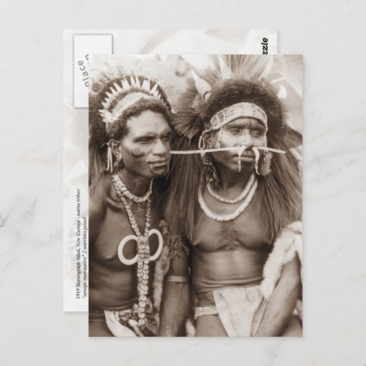 New Guinea Warriors, c1919 Briefkaart (Voorkant / Achterkant)
