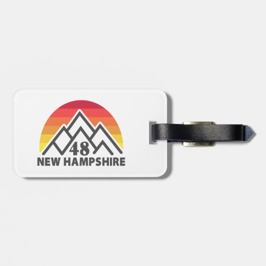 New Hampshire 48 Retro Mountain Bagagelabel (Achterkant horizontaal)