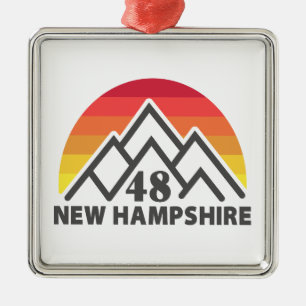 New Hampshire 48 Retro Mountain Metalen Ornament