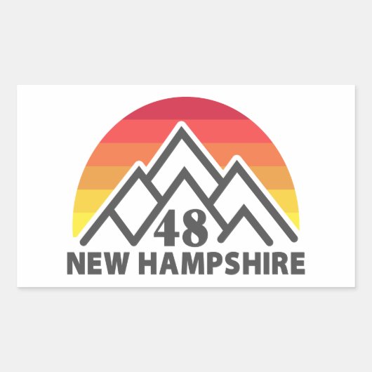 New Hampshire 48 Retro Mountain Rechthoekige Sticker (Voorkant)