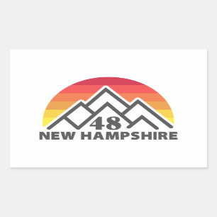 New Hampshire 48 Retro Mountain Rechthoekige Sticker