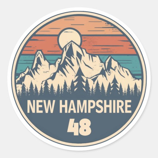 New Hampshire 48 zonsondergang Ronde Sticker (Voorkant)
