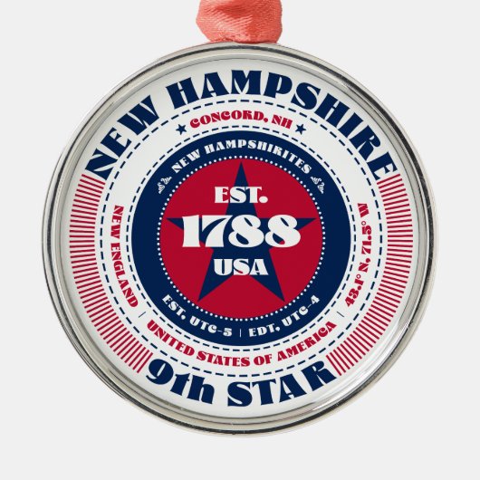 New Hampshire 9e staat kerstversiering Metalen Ornament (Voorkant)