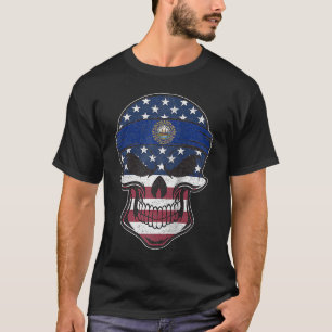 New Hampshire American Flag Skull State Flag Root T-shirt