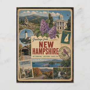 New Hampshire authentieke vintage stijl ansichtkaa Briefkaart