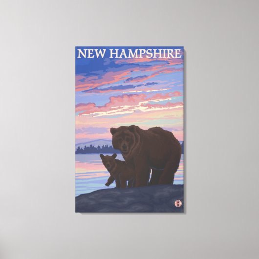 New Hampshire Bear en Cub Canvas Afdruk (Voorkant)