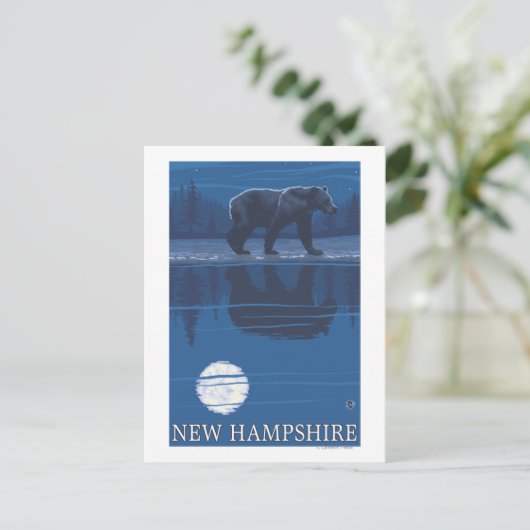 New Hampshire Bear in het Moonlight Briefkaart (Staand voorkant)