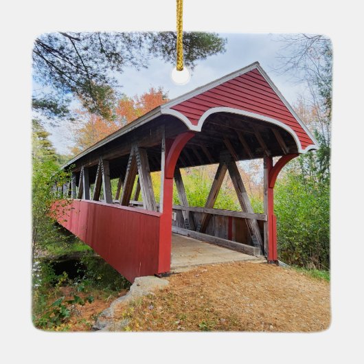 New Hampshire Belmont overdekte brug Keramisch Ornament (Achterkant)