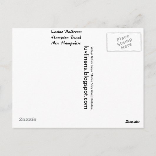 New Hampshire, Casino Ballroom, Hampton Beach Briefkaart (Achterkant)