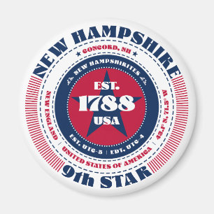 New Hampshire Circle Typografie Souvenir Magneet
