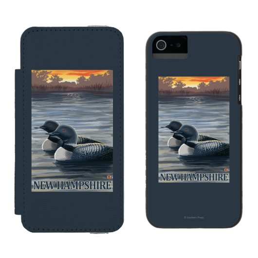 New Hampshire Common Loon Incipio iPhone Portemonnee Hoesje (Naast elkaar)