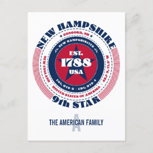 New Hampshire, Concord, NH, Patriottisch, Monogram Briefkaart
