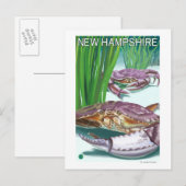 New Hampshire Crab en Fisherman Briefkaart (Voorkant / Achterkant)