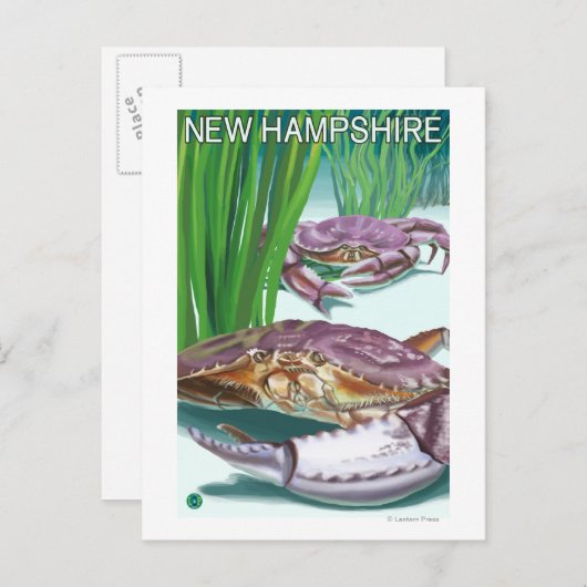 New Hampshire Crab en Fisherman Briefkaart (Voorkant / Achterkant)