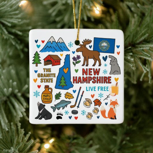 New Hampshire Custom Family Trip Christmas Keramisch Ornament (Boom)