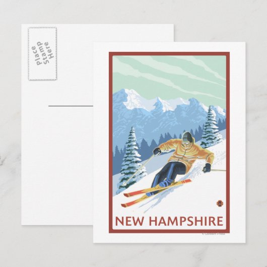New Hampshire Downhill Skier Scene Briefkaart (Voorkant / Achterkant)