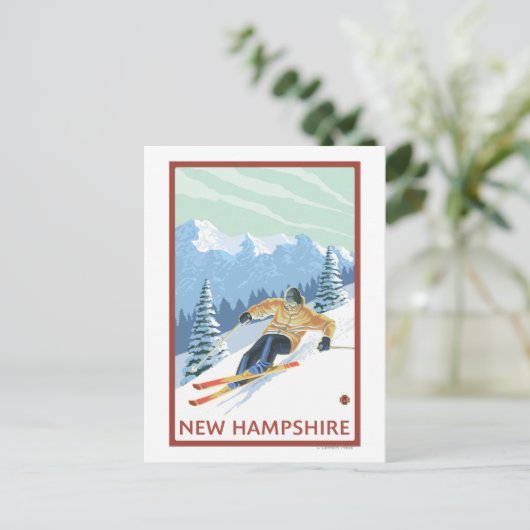 New Hampshire Downhill Skier Scene Briefkaart (Staand voorkant)