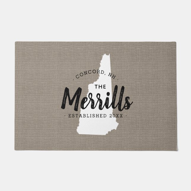 New Hampshire Familie Monogram Staat Doormat Deurmat (Voorkant)